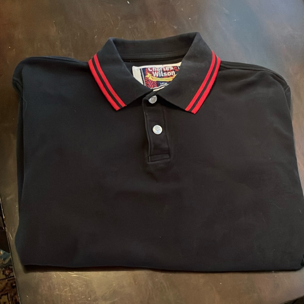 Wilson Black and Red Polo Shirt Sporty Cotton Blend